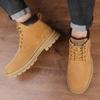 Fashion Warm Plush Fur Winter Botas High Top Mens Suede Leather Motorcycle Boots Non-Slip Lace-Up Outdoor Shoes New Arrival Basic Boots