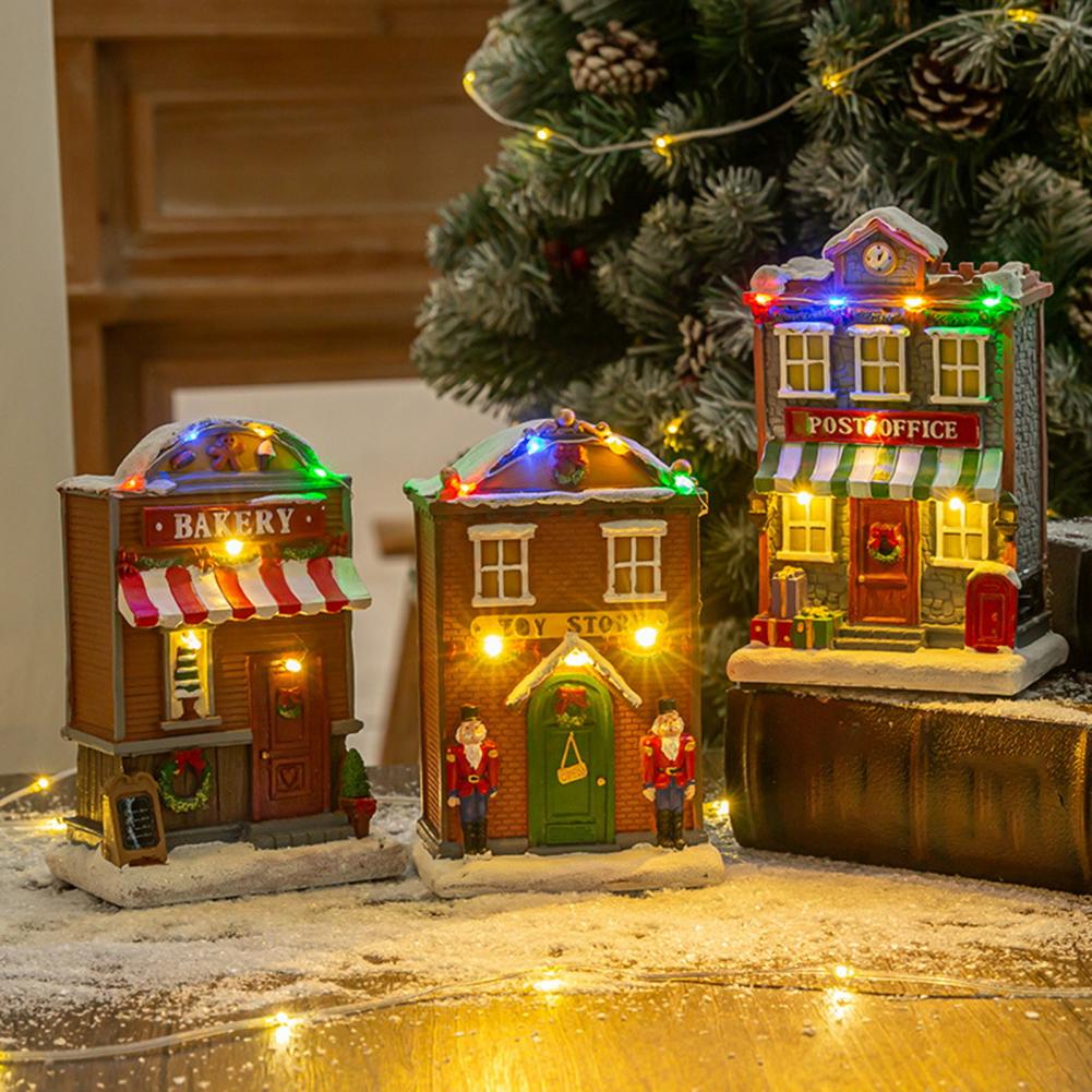 Festive Tabletop Display Led House with Music Battery Operated Holiday Centerpiece for Tabletop Display Festive Resin Figurine
