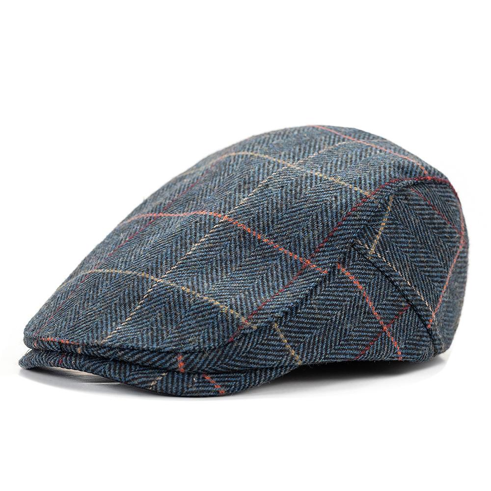 Осенне-зимняя шерстяная кепка-восьмиклинка Мужская ретро-кепка Клетчатый берет