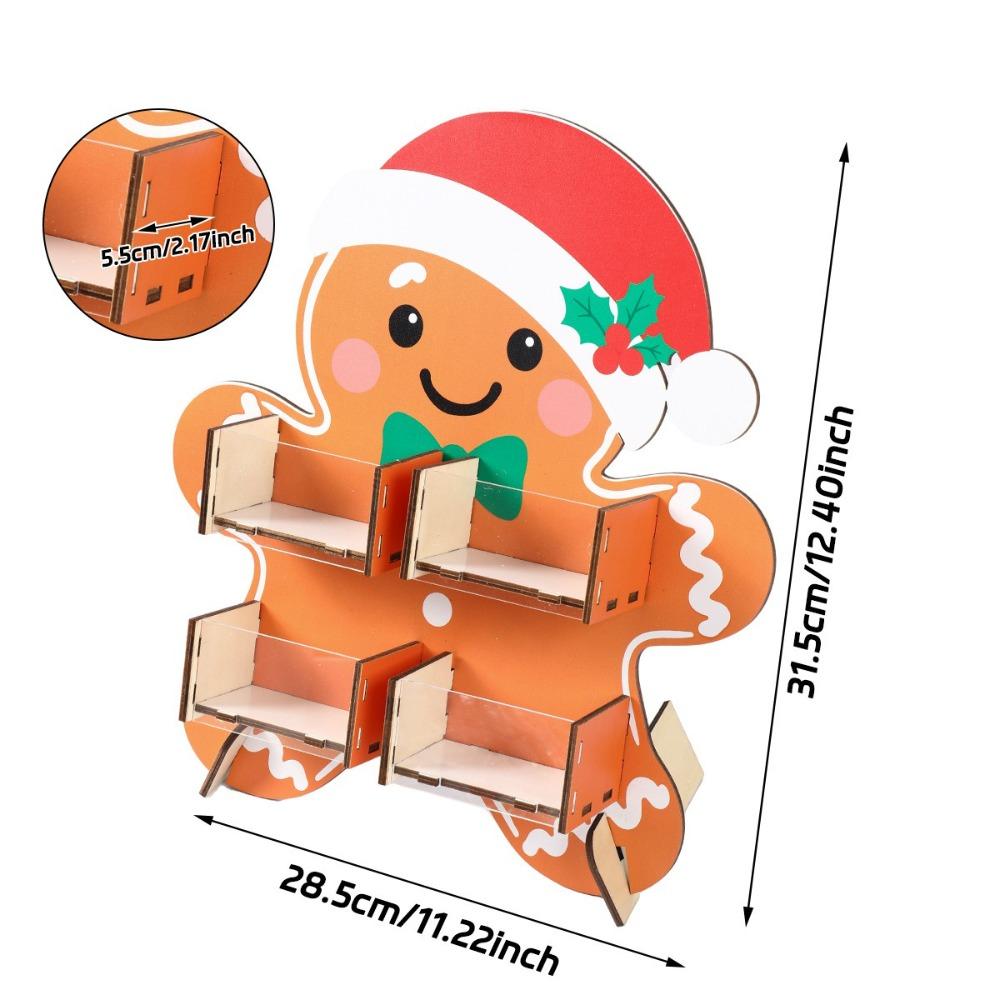 Wooden Material Candy Display Rack Snowflake Design Display Tray Desktop Decoration Santa Claus Theme Xmas Tree Shape