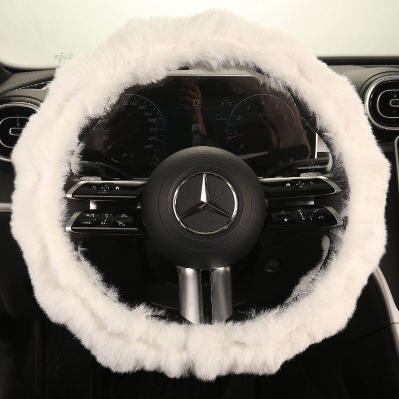 

Car Steering Wheel Cover Winter Plush Women s High-End Creative Wear-Resistant Sweat-Absorbent Anti-Slip D-Type Protective Handlebar Cover White Light Plate Steering Wheel Cover Round Type