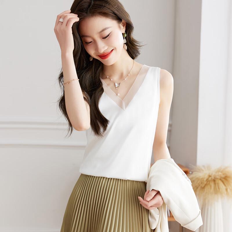 

Женский топ Srcr без рукавов с V-образным вырезом из 90% шелка-тусса 2XL