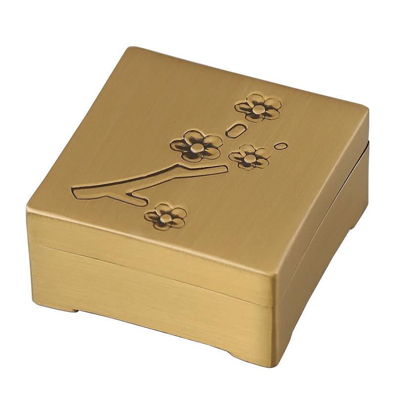 Mosazná čtvercová nádobka na vonný prášek: Mini měděná úložná krabička na kadidelové náčiní a inkoustové kazety