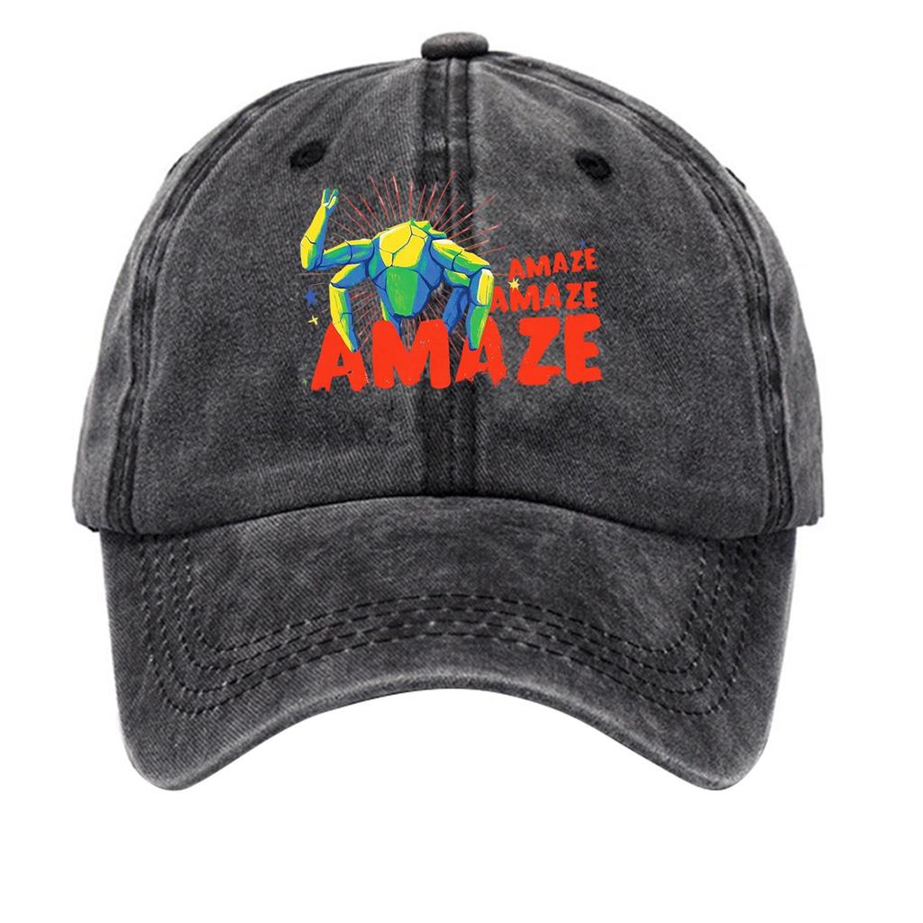 Washed Cotton Baseball Cap With Printed Distressed Soft Top Denim Hat For Men, European And American Retro Hat