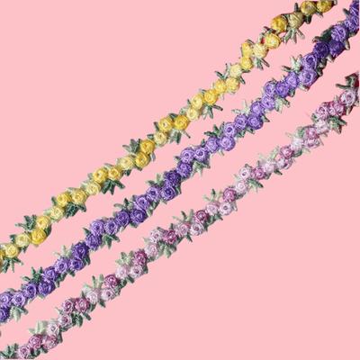2 Yards/lot Flower Embroidered Lace Trim Ribbons Garment Trim Fabric for Apparel Clothes Accessories Handmade Sewing DIY Crafts