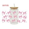 New Clear UV DTF Transfer Sticker Waterproof Bow Theme Cup Decals Cartoon DIY Libbey Glasses Wraps For 16Oz Glass Cup