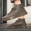 Fashion New Men Leather Boots Spring Comfortable Soft Sole High Top Work Shoes Classic Business Casual Ankle Boots Sneakers Botas Hombre