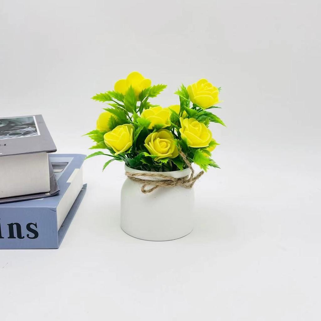 Foam Rose Artificial Potted Plant With Butterfly Accent For Indoor Decoration And Photography Use