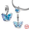 925 Silver Butterfly Four Clover Leaves Flower Charm Bead Fit Original Pendant Bracelet Necklace Jewelry Gift For Women