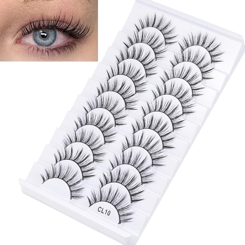 

10 Pairs Natrual Long 3D Faux Mink Lash Handmade Eye Makeup Tools Eye Lash Extension CL01