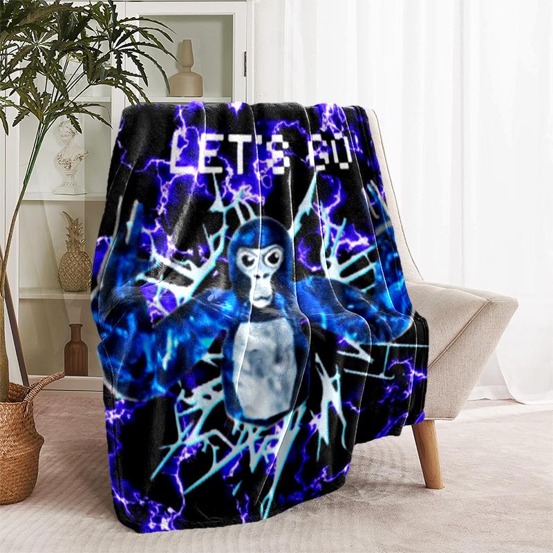 1pc Blanket Gorilla Tag Print Design, Lightweight Blanket for Sofa, Bed- Soft &Warm, Gift for All Seasons like Christmas, Halloween