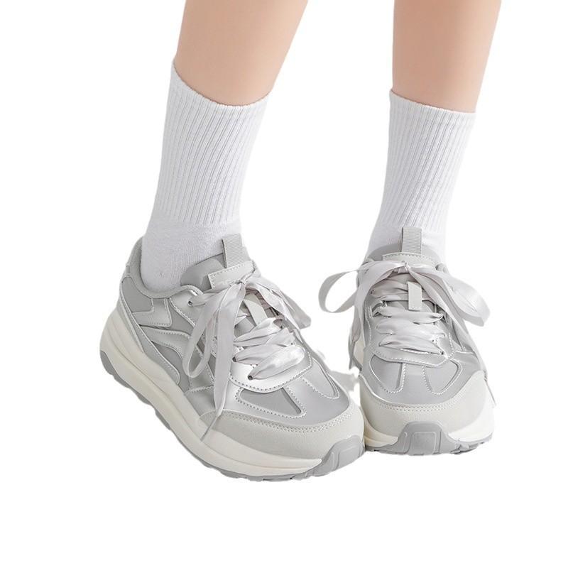 Silver shoes women's summer new breathable women's shoes show small casual function running sports shoes