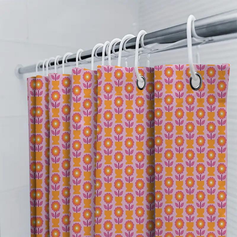 Floral Shower Curtain Botanical Pattern Bathroom Decor Waterproof Fabric Washable Liner Modern Farmhouse Style Home Textile