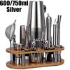 Set Shaker Cocktail da 23 Pezzi Regalo Perfetto, Kit Bartender Con Supporto Ovale in Bambù Staccabile, Strumenti per Bar Casalingo Acciaio Inossidabile