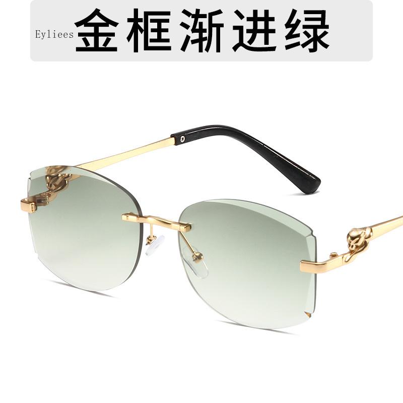 Fashion Retro Rimless Oval Sunglasses for Women Vintage Gradient Multicolor Sun Glasses Luxury Outdoor Travel Sun Shade Eyewear