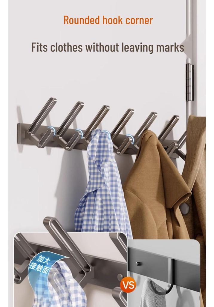 Wall-Mounted Coat and Clothes Hook – No-Punch Behind-Door Wardrobe Rack for Entrance and Hallway