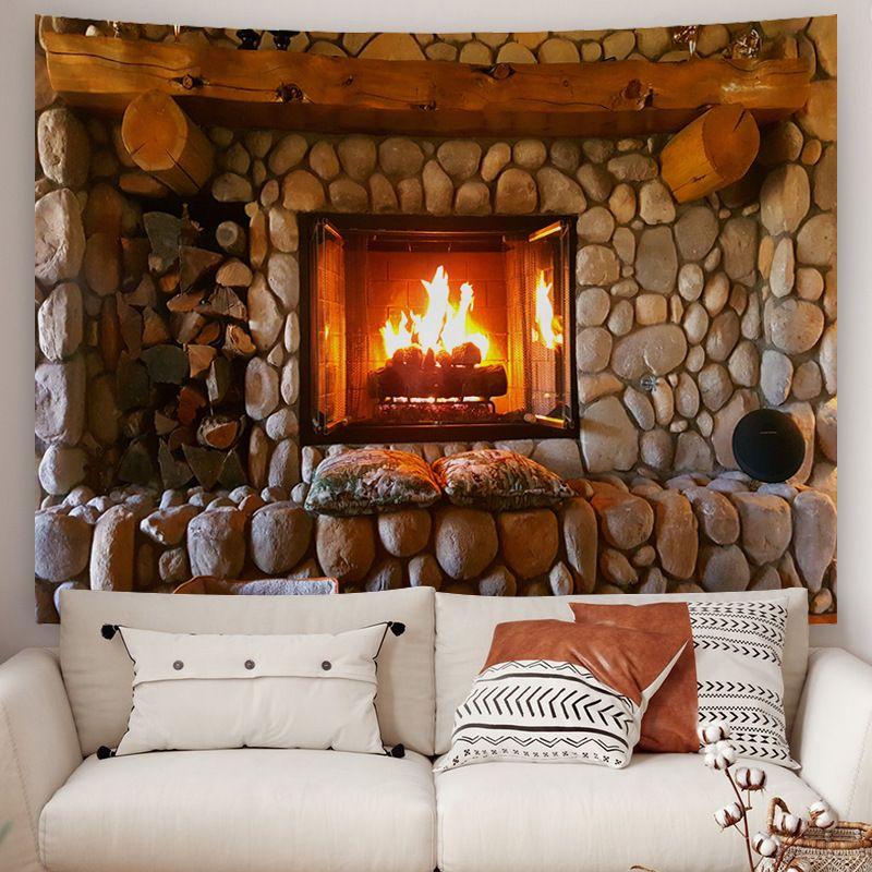 Tapestry Bohemian Style Christmas Fireplace 75x100