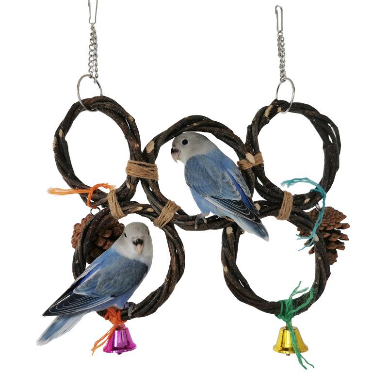Papageienringe, Vogel-Apfelzweige, Handgeflochtene Ringe, Vogel-Schaukelspielzeug, Nagmaterial für Haustier-Papageienkäfige