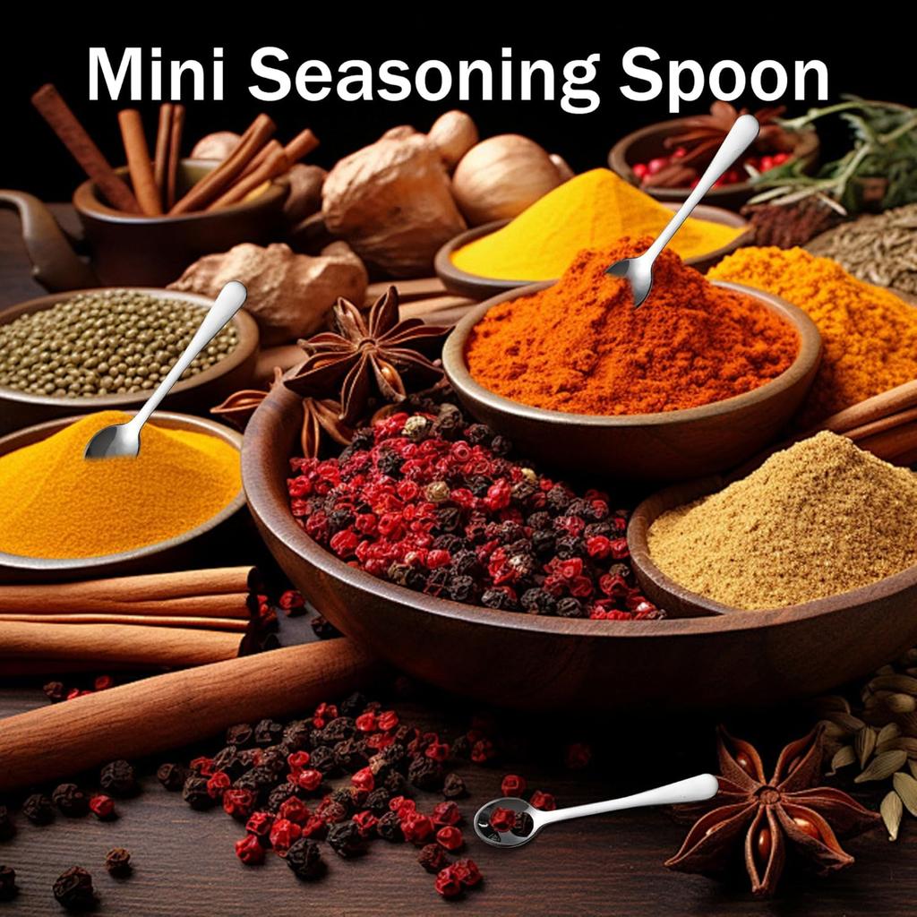 2.87" Tiny Mini Spoons 10pcs, Super Small Stainless Steel Spoons for Spices Jars, Salt, Sugar – Cute Little Serving Spoons for Tiny Jars (10,