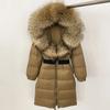 OFTBUY Moda Inverno Giacca Piumino 90% Imbottita con Piumino Collo in Pelliccia di Volpe Oversize Rimovibile Cucita Giacca Piumino Donna Abbigliamento Casual Largo