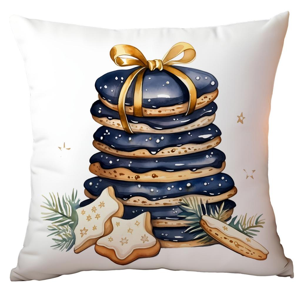 Popular Christmas Pillow Cover Retro Watercolor Blue Print Home Cushion Pillow Cover Premium Durable Quality Useful