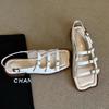 Fashion Fashion Belt Buckle Design White Flat Sandals Women High Quality Comfort  Low Heel Roman Sandals Summer Soft Leather Beach Shoes