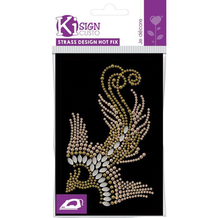 Transfert thermocollant clou et strass Phoenix 13,7x8,5 cm