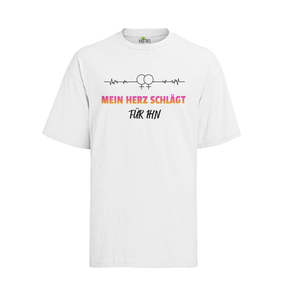 Mein Herz Schlägt Für Ihn Shirt Gay Schwulen Party Bio T-Shirt Herren Regenbogen