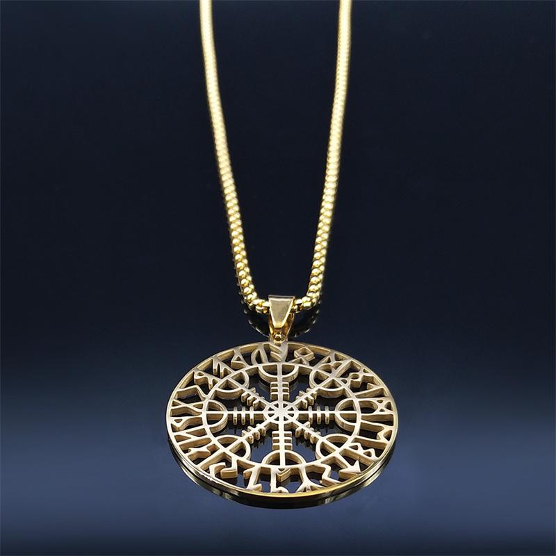 2026 Wikinger Amulett Halsketten Damen /Herren Goldfarbe Edelstahl Statement Halskette Schmuck Halsband acero inoxidable N3073S02