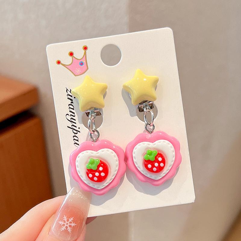 Children'S Ear-Free Ear Clips, Cute Girls' Pain-Free Earrings, Earrings, Cartoon Cartoon Girl Earrings, Jewelry.