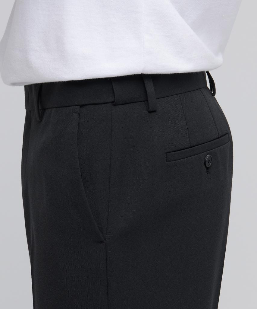 MUSINSA STANDARD Skinny Hidden Elastic Waist Crop Slacks [Dark Gray]