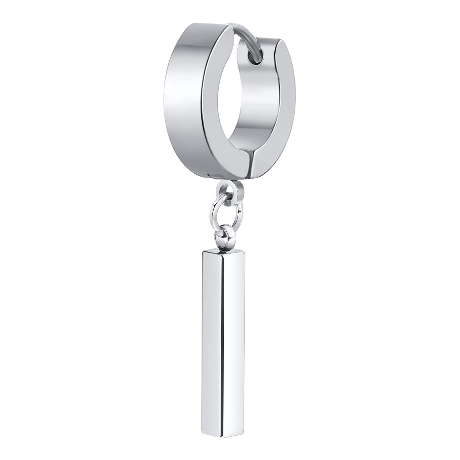 

Men s Cool Punk Statement Geometric Bar Hoop Huggie Earrings Gifts Zircon, Waterproof Stainless Steel Piercing Ear Accessory