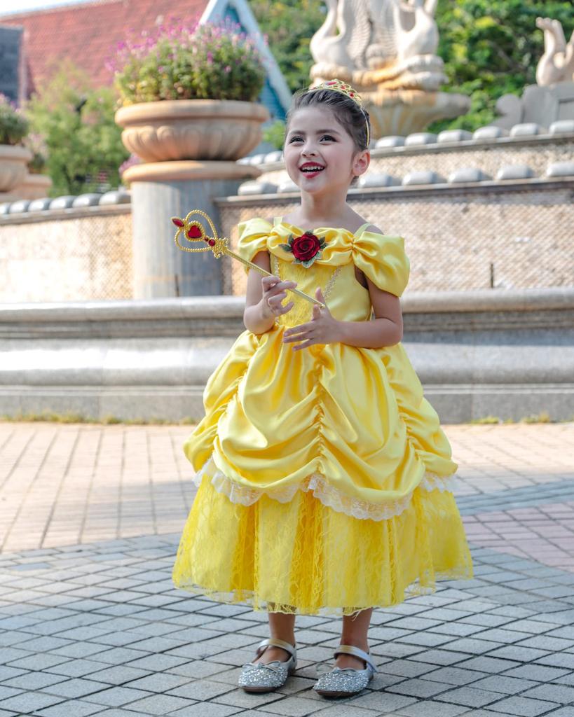 Princess Dress for Belle Kids and the Dress Luxurious Kids Yellow Stage Fancy Present [TYHTYM] Kids, Dress, (Beauty Beast-style + Tiara, Etc.),