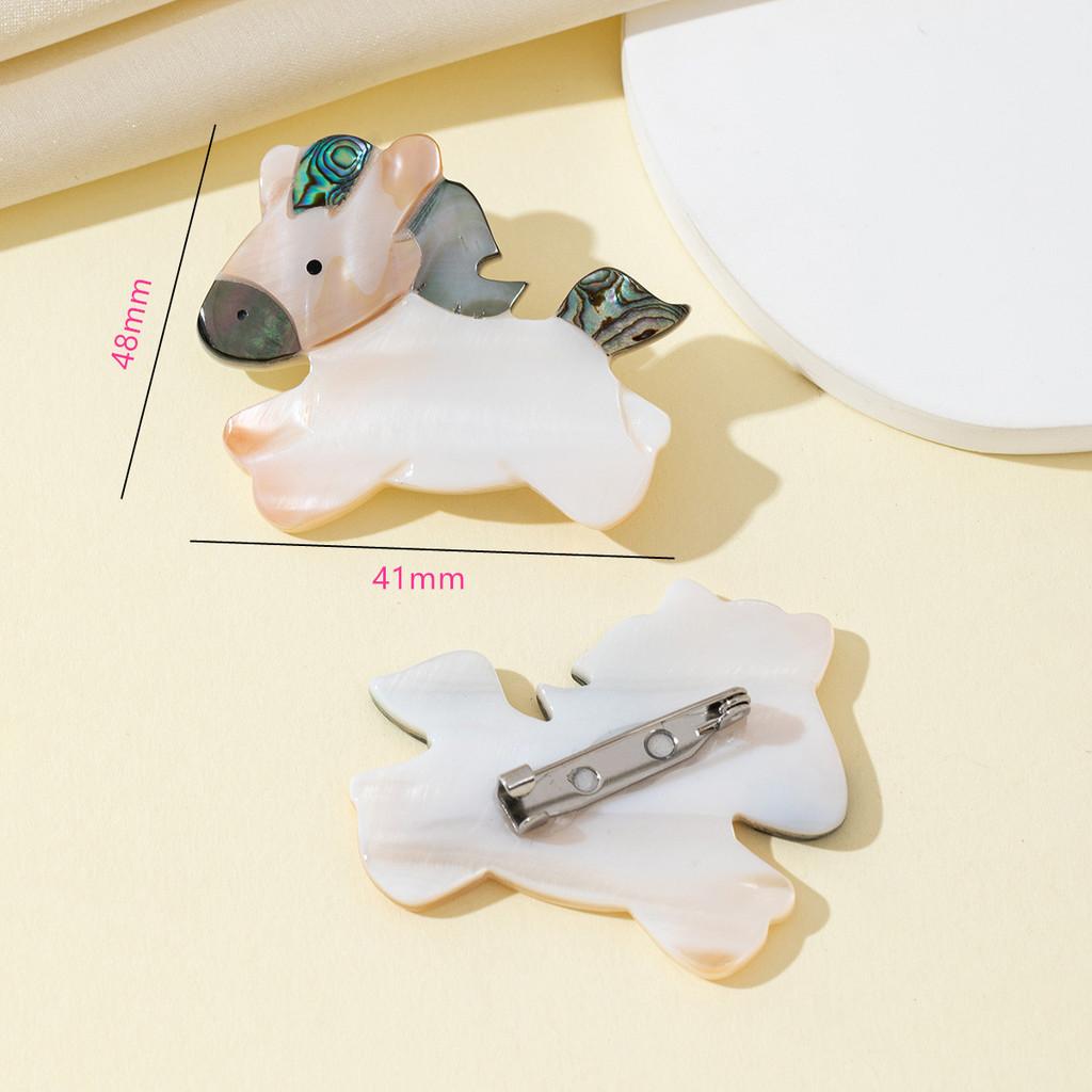 Animal Shell Brooch Handmade Natural Shell Pony Fashion Accessory For Women