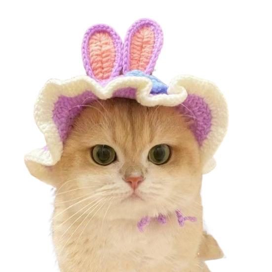 Cat Hat Pets Knitted Cosplay Hat Halloween Christmas Party Costume Headwear Dress-up Accessories for Puppy Cat Kitten