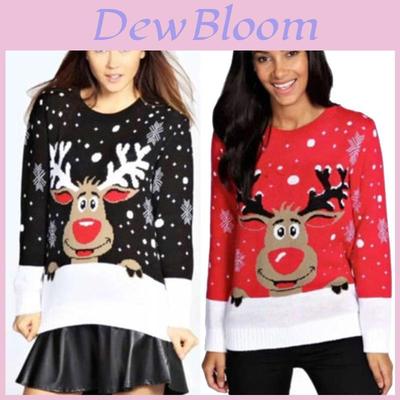 Unisex Men Women Christmas O-neck Knitted Sweater Cozy Retro Jumper Knitwear For Festive Days