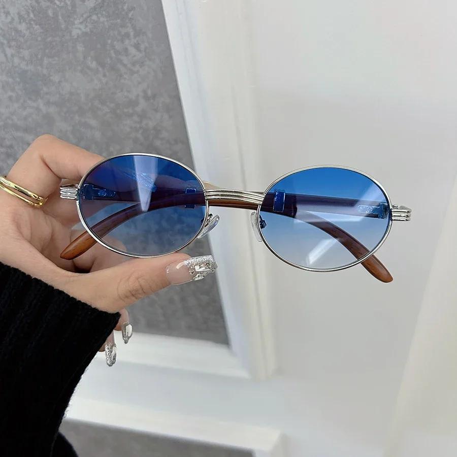 Designer Brand Oval Sunglasses Women Men Casual Small Frame Round Sun Glasses Female Mirror Colors Luxurious Fashion