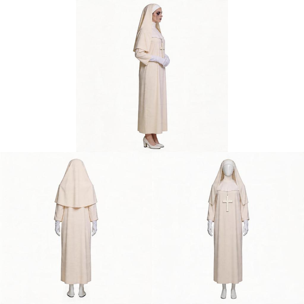 Costume Cosplay da Suora Gotica in Tessuto di Poliestere per Halloween e Feste a Tema