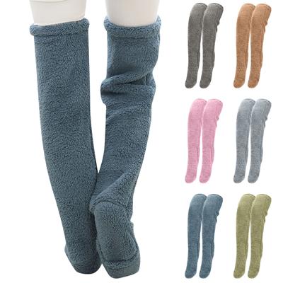 Plush Warmth Long Socks, Over Knee Fuzzy Socks, High Plush Stockings Fuzzy Long Leg Warmers Winter Home Puffy Sleeping Socks