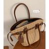 Summer portable woven bag women's 2025 new fashion vegetable basket bag large capacity straw bag simple messenger bag