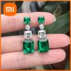 Huitan Vintage Party Elegant Green Stone Stud Earrings Elegant Accessories Daily Wearable Birthday Gift For Mom Stylish Jewelry