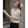 Demana Women's Linen Lyocell Blend Knit Short Sleeve Top