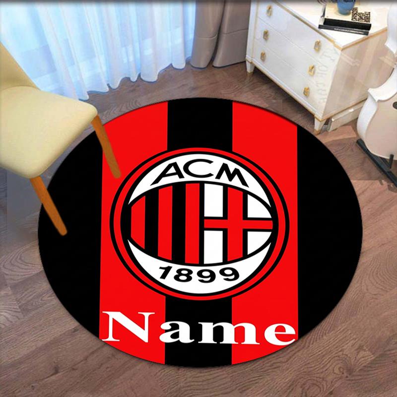 Custom Name AC Milan Printed Round Rug Carpet Chair Rug Area Rug Entryway Doormats,for Office Chair Living Room Bedroom Kitchen Room.
