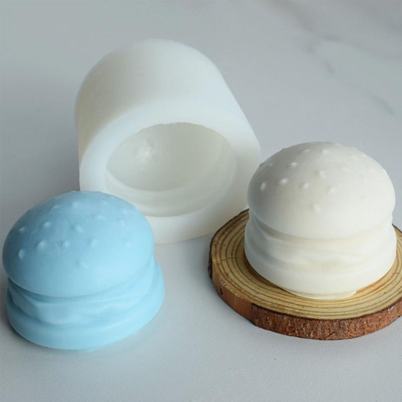 Soap Molds Scented Candle Mould Silicone Craft Moulds Hamburger Shaped Clay Mold Silicone Material for Hand-Making Lover
