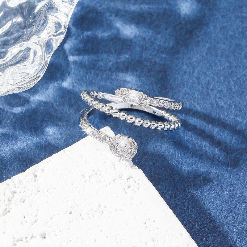 GemChic Women's Ring Personalized Geometric Embed Zircon Opening Ring Female Trendy Index Finger Ring Birthday Christmas Jewelry Gift