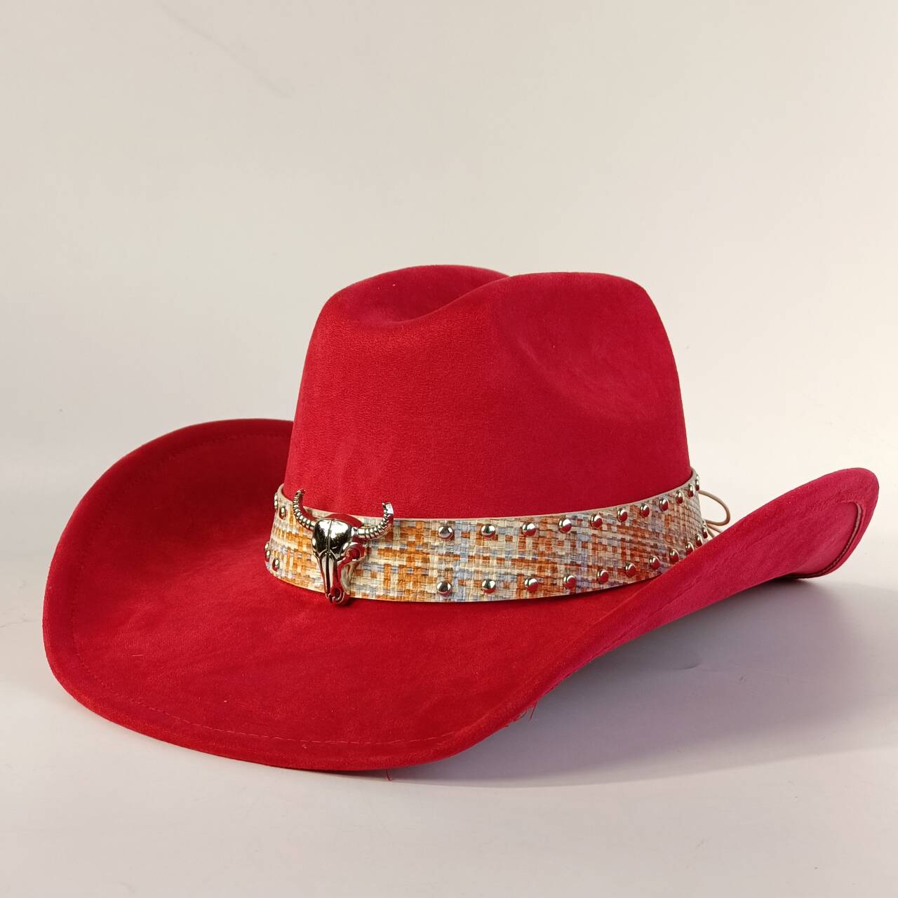 Western Cowboy Double-Dented Suede Cowboy Hat Wide Brim Cowboy Hat Unisex Party Hat Panama Hat Riding Party M56-58CM