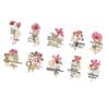 10 Sheets Transparent Flower Sticker PET Vintage Craft Sticker for Notebook Handbook Decoration