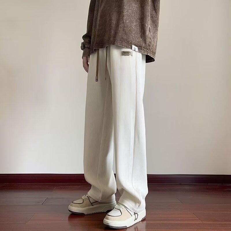 Trendy Brand Corduroy Pants Men'S Japanese Lazy Style Niche Design Drape Sweatpants Straight Wide-Leg Trousers Autumn