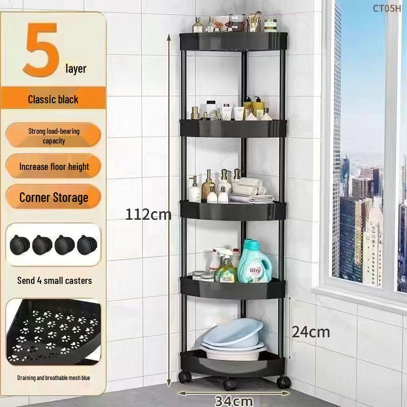 Triangular Multi-Layer Corner Shelf for Bathroom, Kitchen, Bedroom, and Living Room Storage