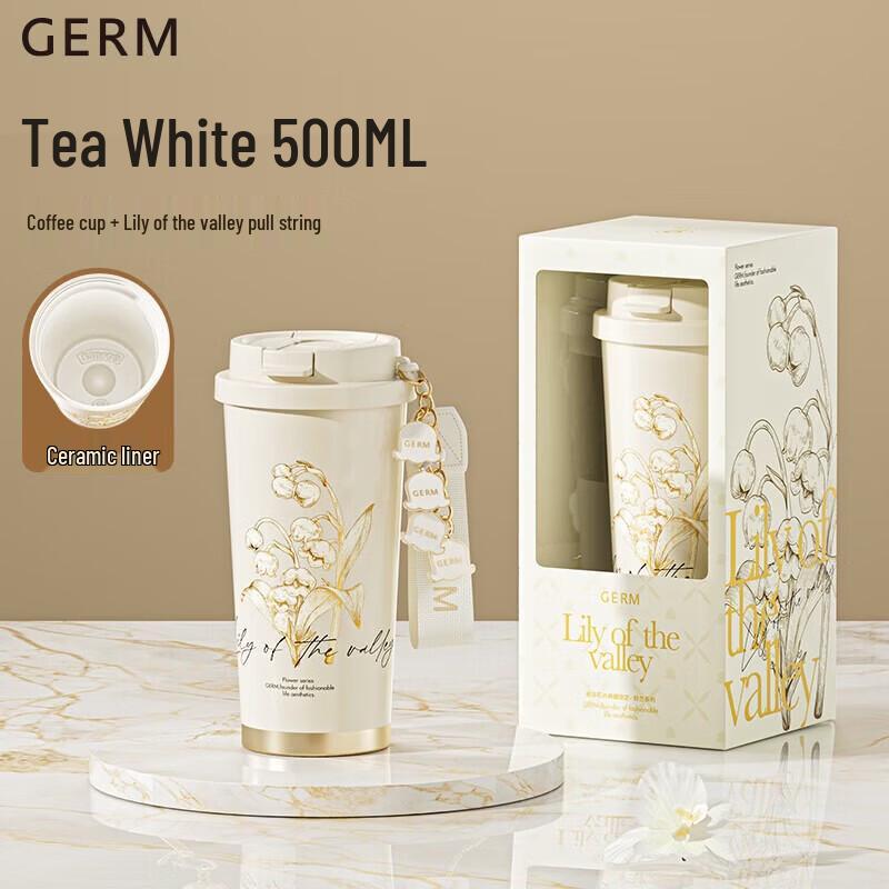 Germ 500ML Ceramic Lined Insulated Straw Coffee Mug
